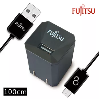 FUJITSU富士通 1A電源供應器(黑)+MICRO USB線100CM(黑) US-01(BK)+UM-110-2(BK)