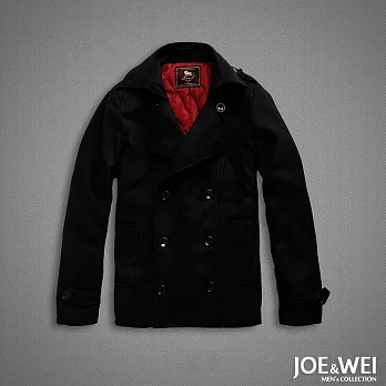 【JOE & WEI】雙排扣軍裝鋪棉短大衣(2色)-M-XLM黑