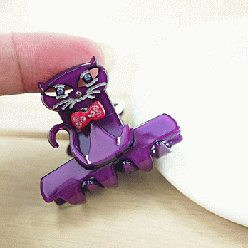 【Haface】可愛魔法少女貓水鑽抓夾(紫色)