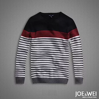 【JOE & WEI】粗細橫紋高磅數針織衫(2色)-M-XLM黑