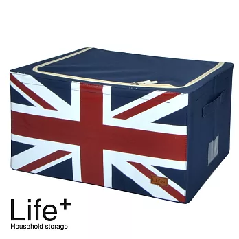 【Life Plus】彿雷格國旗鋼骨收納箱_英國55L(深藍)