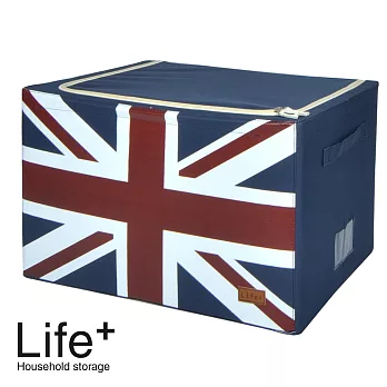 【Life Plus】彿雷格國旗鋼骨收納箱_英國66L(深藍)