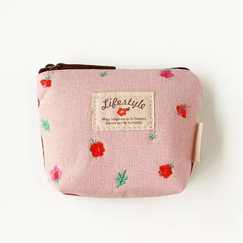 手作風小繡花零錢包‧花田語│Pink