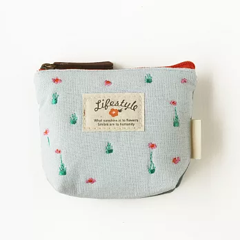 手作風小繡花零錢包‧花田語│blue