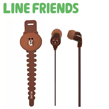 LINE FRIENDS 經典造型入耳式線控耳機-貪吃熊大 (LN-EM13-B)貪吃熊大
