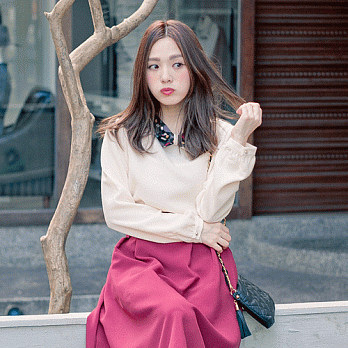 ROSE。獨特好感彩色領襯衫 杏系