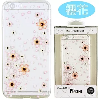 【施華洛世奇】iPhone 6/6s 花系列彩鑽保護軟套櫻花