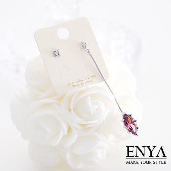 Enya★925銀浪漫唯美不對稱單鑽耳環銀色