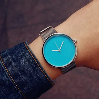 Watch-123 夢幻童話-俏皮甜心米蘭鋼帶粉彩色盤腕錶 (5色可選)湖水藍