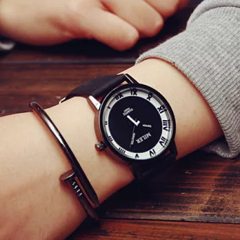 Watch-123 百搭風格-黑盤彩色圈羅馬時標活力腕錶 (5色可選)白圈