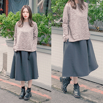 【韓國連線】。韓國 微甜腰帶及膝裙 黑系