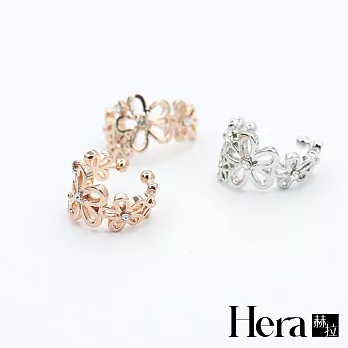 【Hera】赫拉 水鑽裸雕花朵無耳洞耳環/耳扣/耳骨夾-2色(二顆入)金色