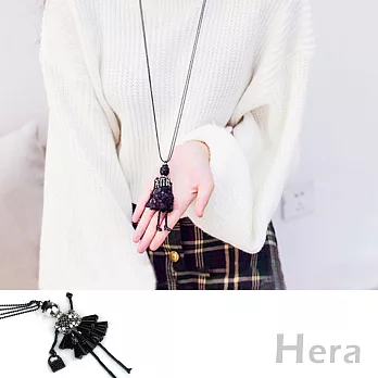 【Hera】赫拉 亮片娃娃水滴流蘇水鑽毛衣鏈/長項鏈(2色)紅色