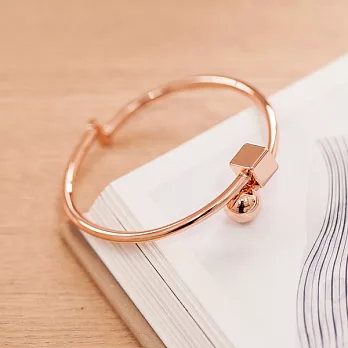 Sandra珊卓拉-方圓簡約C字手環玫瑰金