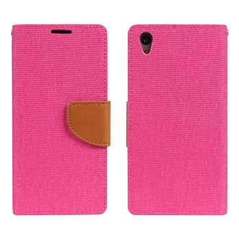 【BIEN】SONY Xperia Z5 牛仔撞色可立皮套 (紅)