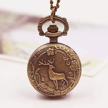 Watch-123麋鹿森林-中型復古項鍊懷錶