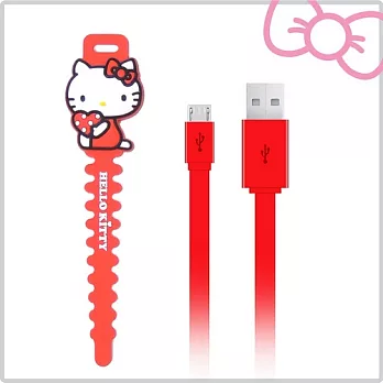 Hello Kitty microUSB 傳輸充電線紅