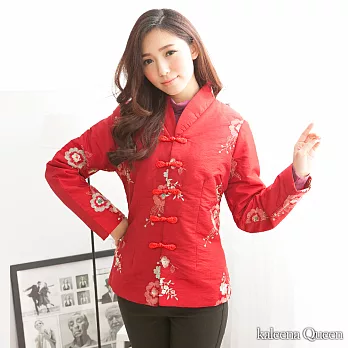 【Kaleena Queen】古典風優雅氣質刺繡外套-M-2LM紅