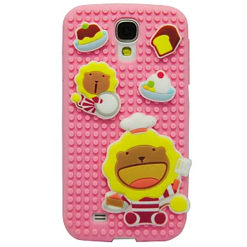 Aztec 奶油獅 Samsung Galaxy S4 矽膠軟手機殼-粉紅拼圖