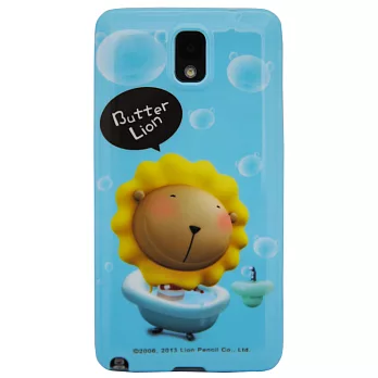 Aztec 奶油獅 Samsung Note 3 矽膠軟手機殼-水藍泡泡