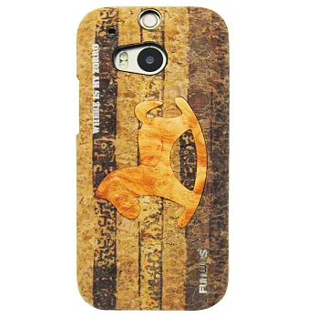 Aztec 木馬 HTC One M8 軟木硬手機殼-木馬木紋