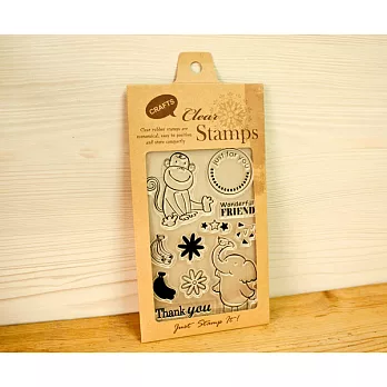 Micia透明水晶印章-小猴+小象好朋友