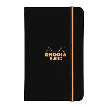 【Rhodia】Boutique_雙色綁帶軟皮筆記本(黑)(橫線/白內頁)(9x14cm)