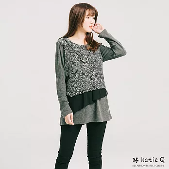 【KatieQ】視覺層次柔感修飾上衣(灰)-M-XLM灰