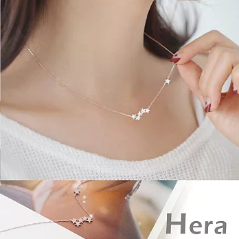 【Hera】赫拉 925純銀水鑽星連星(心連心)短項鍊/鎖骨鍊(銀色)