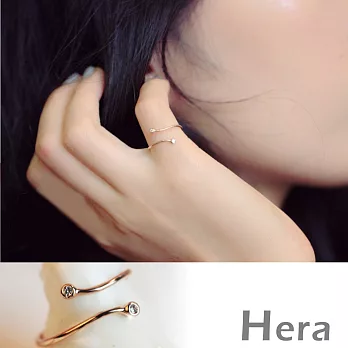 【Hera】赫拉 小巧迷你水鑽鍍金可調式戒指/開口戒/尾戒(玫瑰金色)--(玫瑰金色)