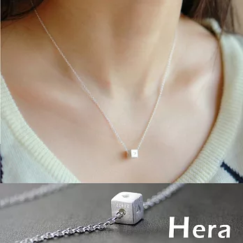 【Hera】赫拉 925純銀愛心微立體四方短項鍊/鎖骨鍊(銀色)