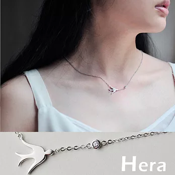 【Hera】赫拉 925純銀水鑽燕子短項鍊/鎖骨鍊(銀色)