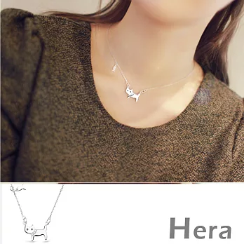 【Hera】赫拉 925純銀水鑽貓追魚短項鍊/鎖骨鍊(銀色)