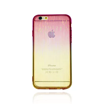 Mobile-style iPhone 6 6S 雙料雨絲漸變 4.7吋 防刮保護殼粉黃