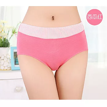 直條紋配色竹纖維舒適親膚內褲(西瓜紅)