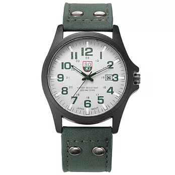 Watch-123 原力武士-率性復古鉚釘瑞士軍風日曆腕錶 (4色可選)