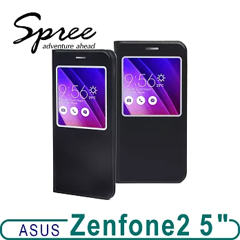 ASUS Zenfone 2 (5吋)視窗型輕薄皮套黑