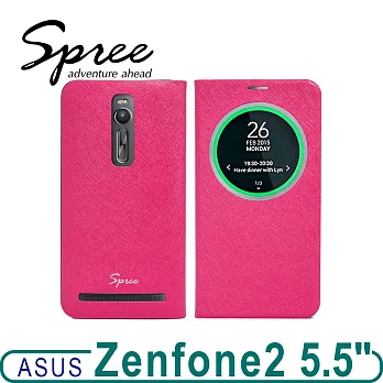 ASUS Zenfone 2 (5.5吋)圓形智慧視窗輕薄皮套粉