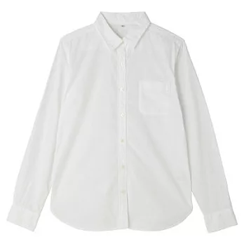[MUJI無印良品]女有機棉水洗平織布襯衫XL白色