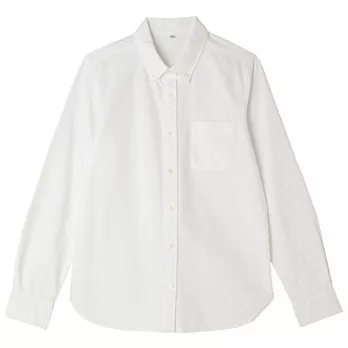 [MUJI無印良品]女有機棉水洗牛津布扣領襯衫M白色