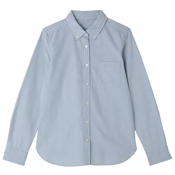 [MUJI無印良品]女有機棉水洗牛津布扣領襯衫M淺藍