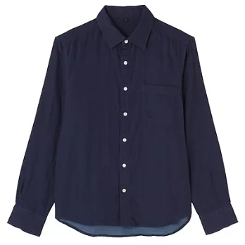 [MUJI無印良品]男有機棉二重紗織襯衫M深藍