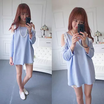 【韓國連線】。韓國空運 迷人項鍊花肩洋裝 白系