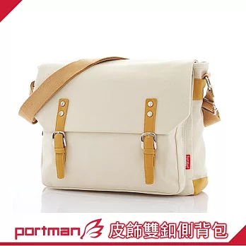 PORTMAN 皮飾雙釦IPAD側背包 PM131015 米白