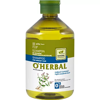 波蘭O’HERBAL 薄荷清爽洗髮精 500ml (油性髮質適用)