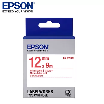 EPSON 愛普生LK-4WRN C53S654402標籤帶(一般12mm )白紅