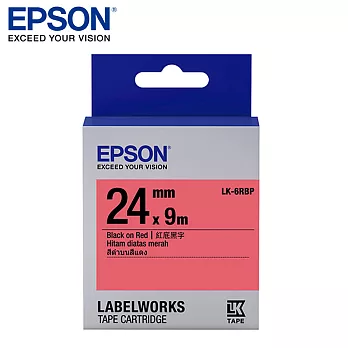 EPSON愛普生 LK-6RBP C53S656403標籤帶(粉彩24mm )紅黑