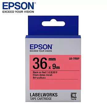 EPSON 愛普生LK-7RBP C53S657402標籤帶(粉彩36mm )紅黑