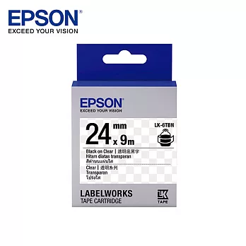 EPSON 愛普生LK-6TBN C53S656406標籤帶(透明24mm )透明黑