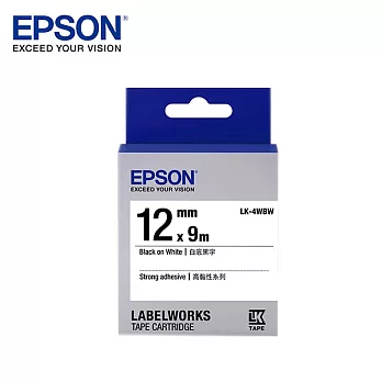 EPSON愛普生 LK-4WBW C53S654410標籤帶(高黏12mm )白黑